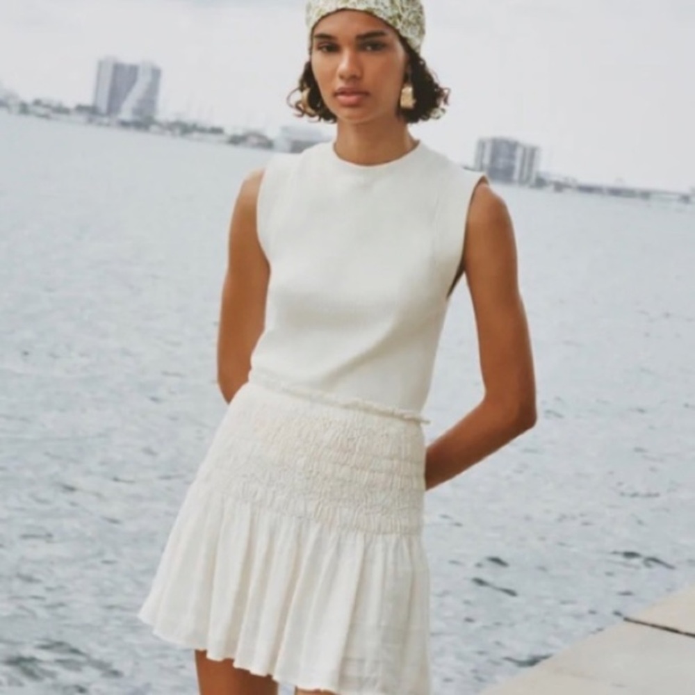 COPY Zara Stretchy Soft Cotton Smocked Skirt or Top XS-M One Size NWOT Bloggers
